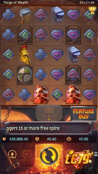 Ảnh giao diện chính game Forge of Wealth (slot PG) chơi tại LC79