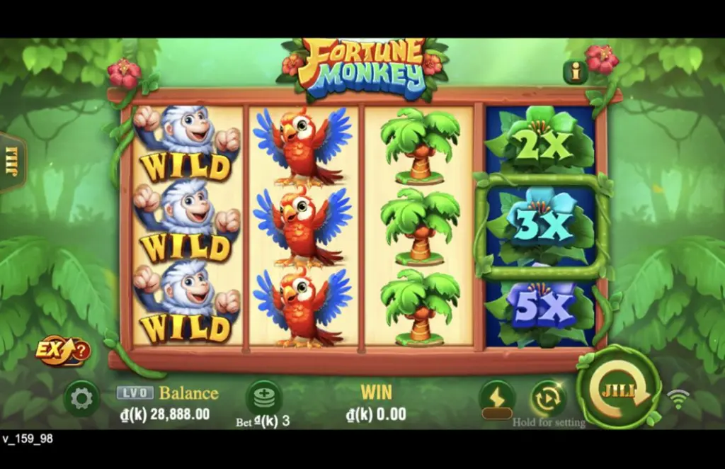 Ảnh giao diện chính game Fortune Monkey (slot JILI) chơi tại LC79