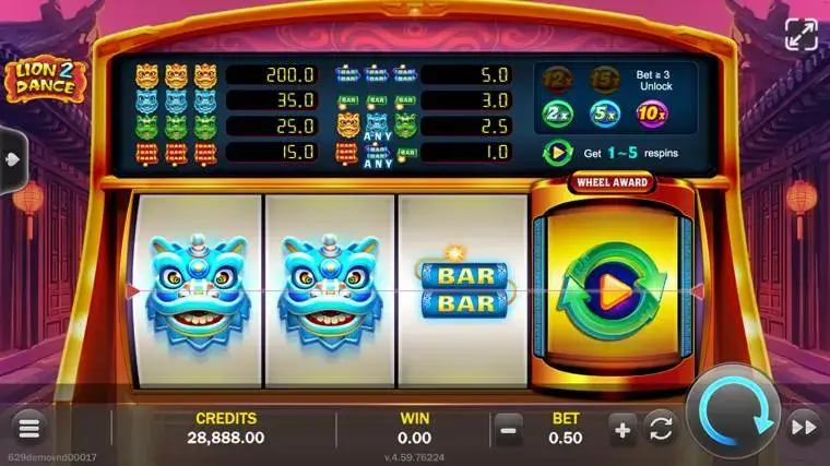 Ảnh màn hình gameplay game Lion 2 Dance (slot JILI) chơi tại LC79
